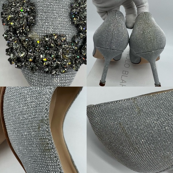Authentic Manolo Blahnik classic silver Hangisi 70mm - Picture 10 of 15